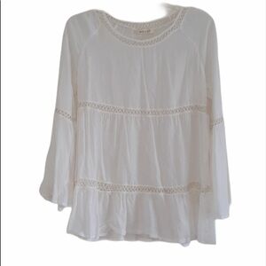 Haute Society Boho White Tunic W Bell Sleeves S